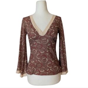 Vintage Y2K Retro Mesh Bell Sleeve Top Size Small